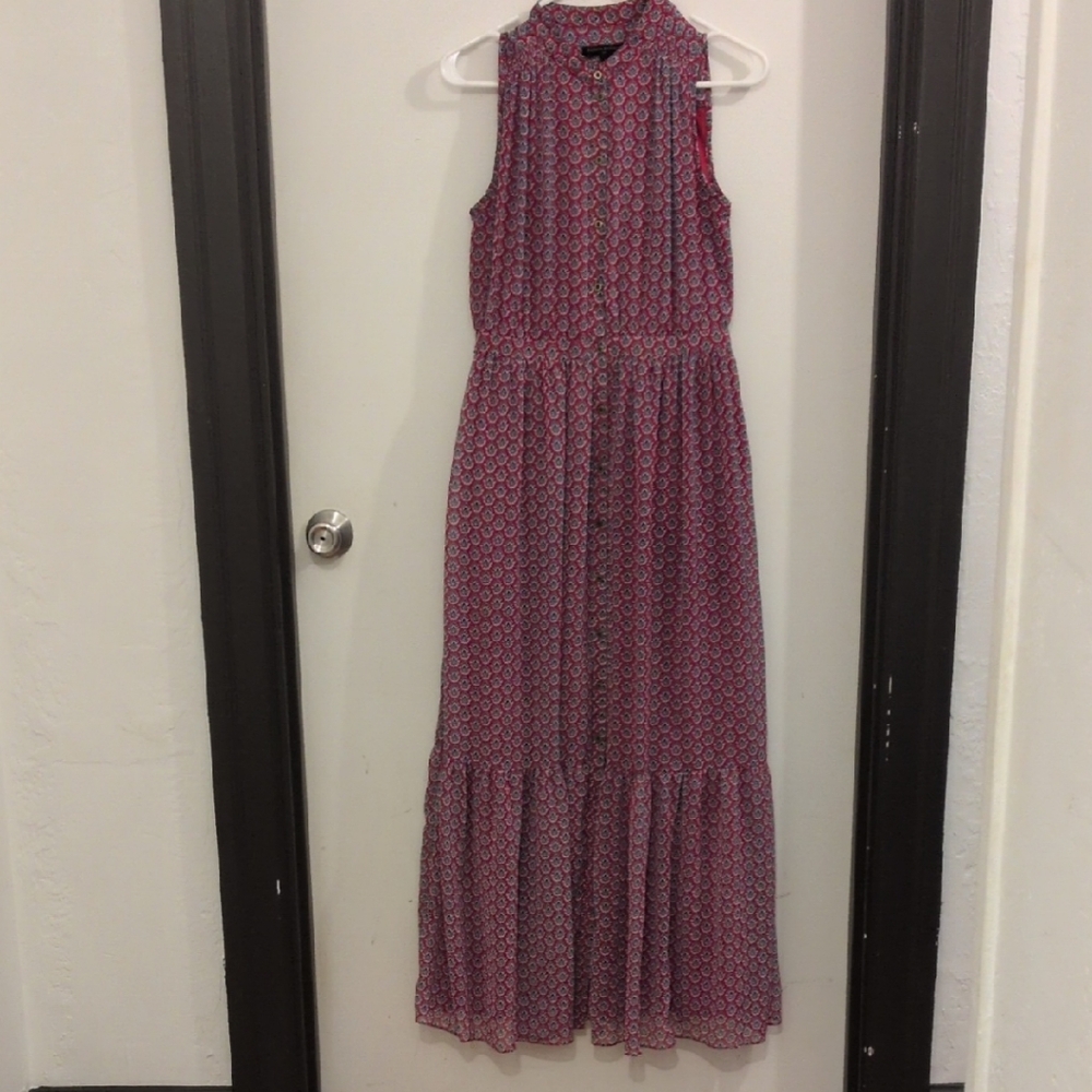 Banana Republic Sleeveless Pink Geometric Maxi Dress - Picture 1 of 8